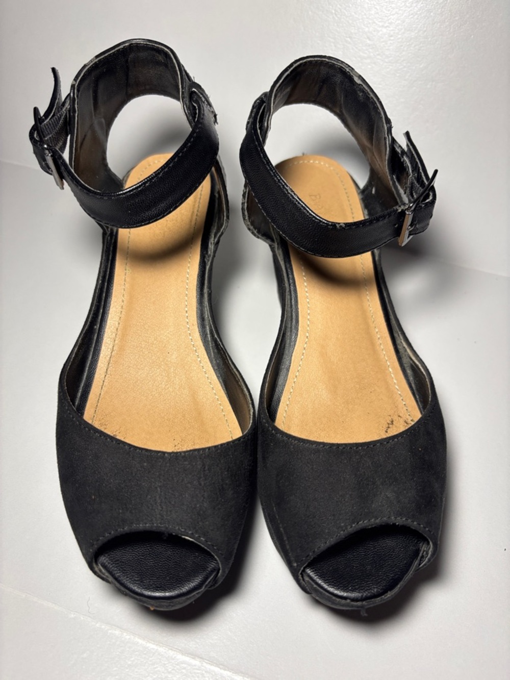 BAMBOO Black Open-Toe Ankle Strap Sandals